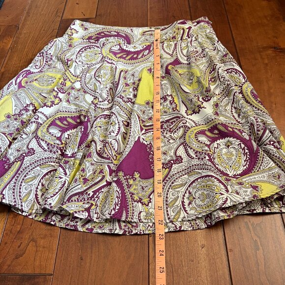 Twenty One Cream A-Line Skirt with Purple and Yellow Paisley - Picture 7 of 9